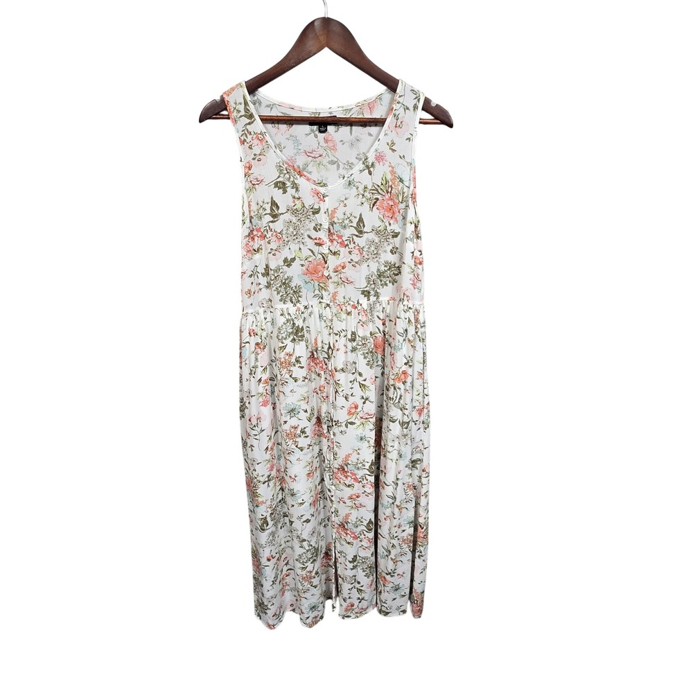 Frye Floral Button‎ Front Sleeveless Dress Womens Large Cottagecore Boho